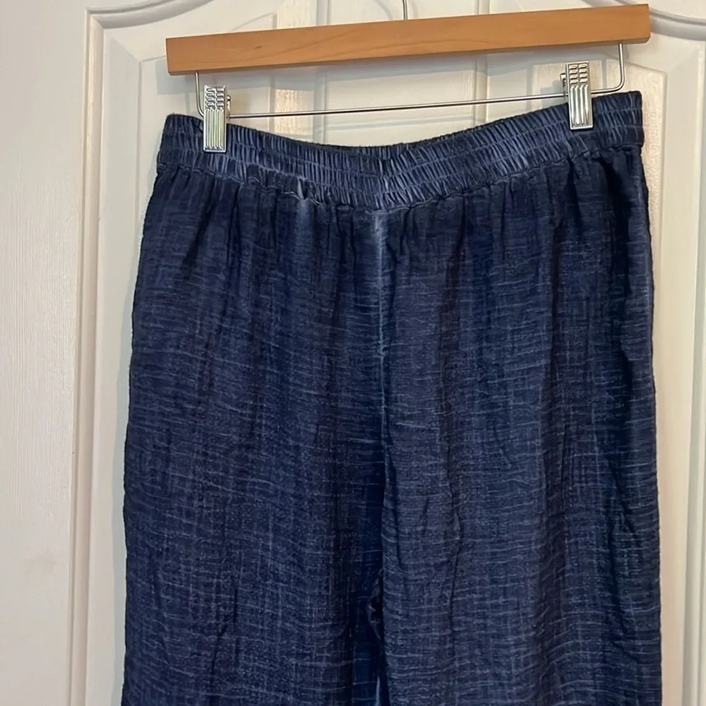 NWT NIC+ZOE | Double Gauze Straight Leg‎ Tassel Pant Parisian Blue Size Medium